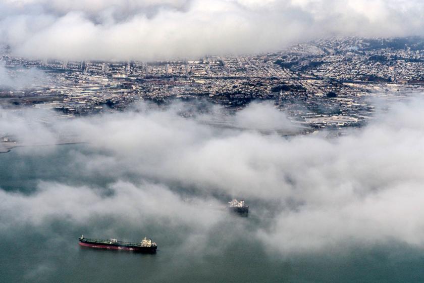 City tgrought clouds